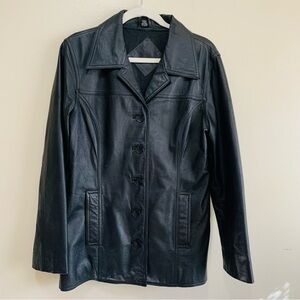 Vintage Classic Blazer Style Black Leather Jacket size small